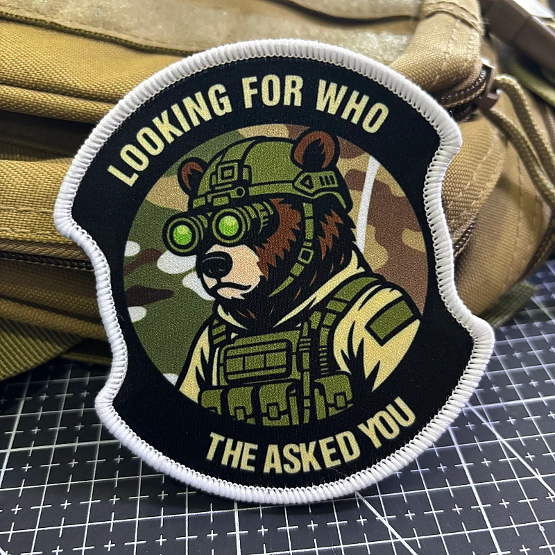 Parche táctico de oso soldado – insignia moral con velcro - imagen 2