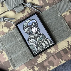 Parche velcro táctico anime morale – Insignia chica soldado camuflaje