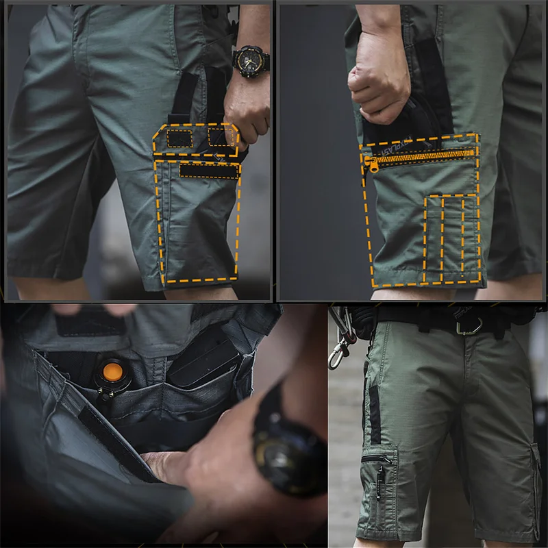 Pantalones cortos tácticos hombre cargo impermeables secado rápido - imagen 5