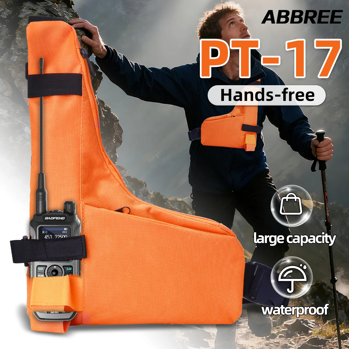 Bolsa ABBREE en L para walkie UV-5R – Táctica impermeable manos libres - imagen 3