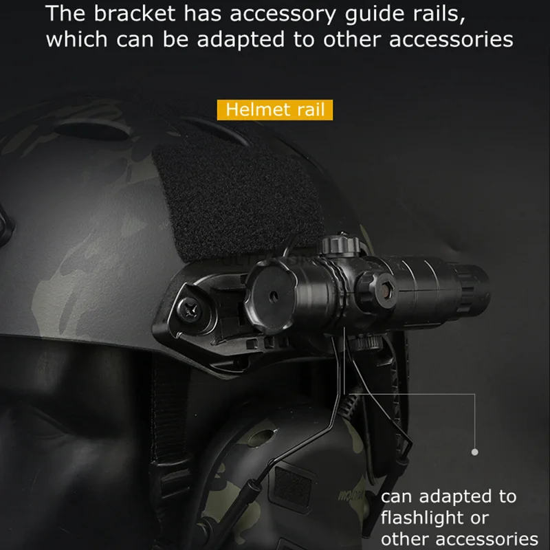 Soporte táctico auriculares casco riel MIL-SPEC giro Airsoft y tiro - imagen 3