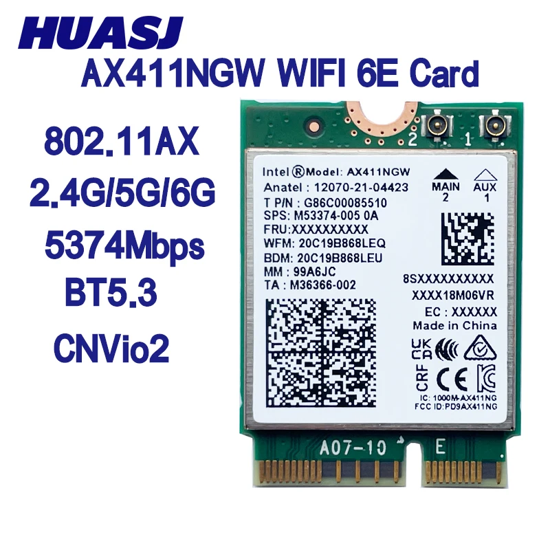 Vista frontal de la tarjeta AX411NGW