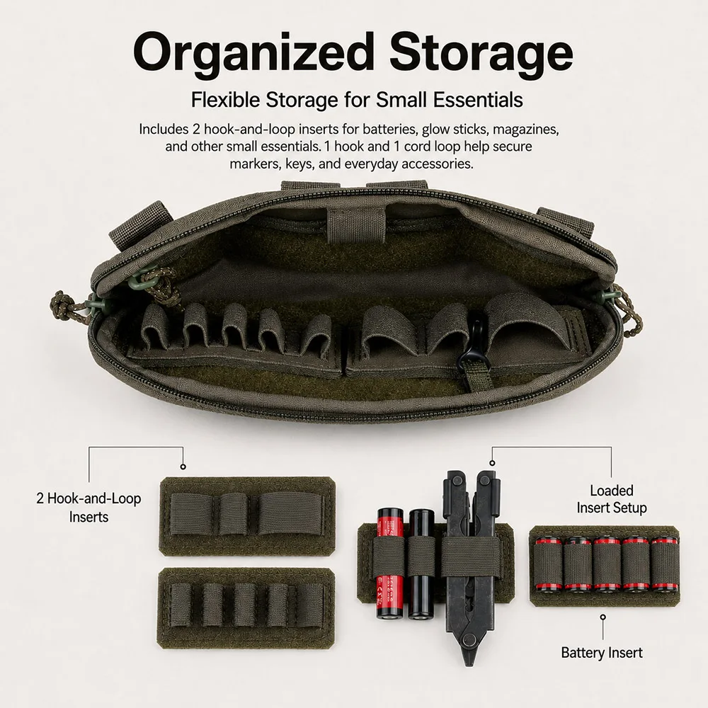 Bolsa táctica MOLLE compacta con insertos de velcro y cordón - imagen 4