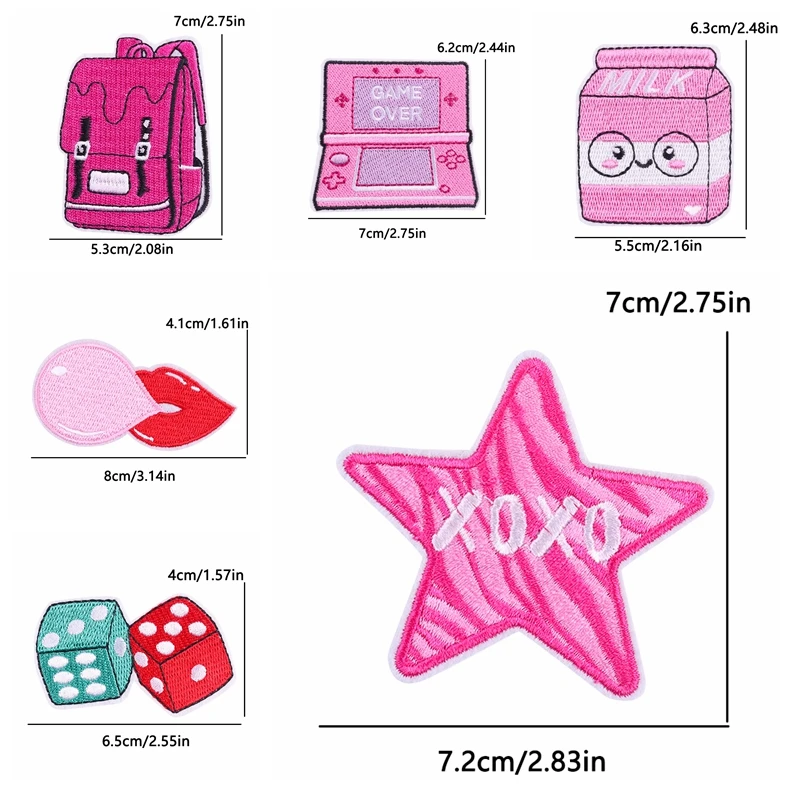 Parches bordados termoadhesivos rosa para ropa, mochilas y accesorios - imagen 4