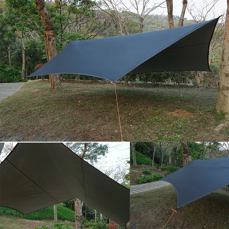 Toldo hexagonal impermeable para acampada – lona plata - imagen 4