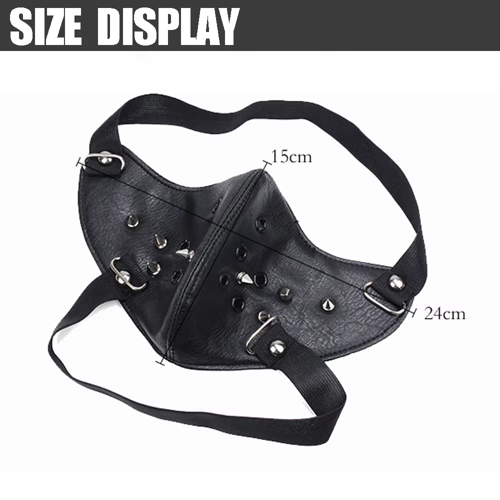 Máscara steampunk de cuero PU con tachuelas estilo punk unisex - imagen 2