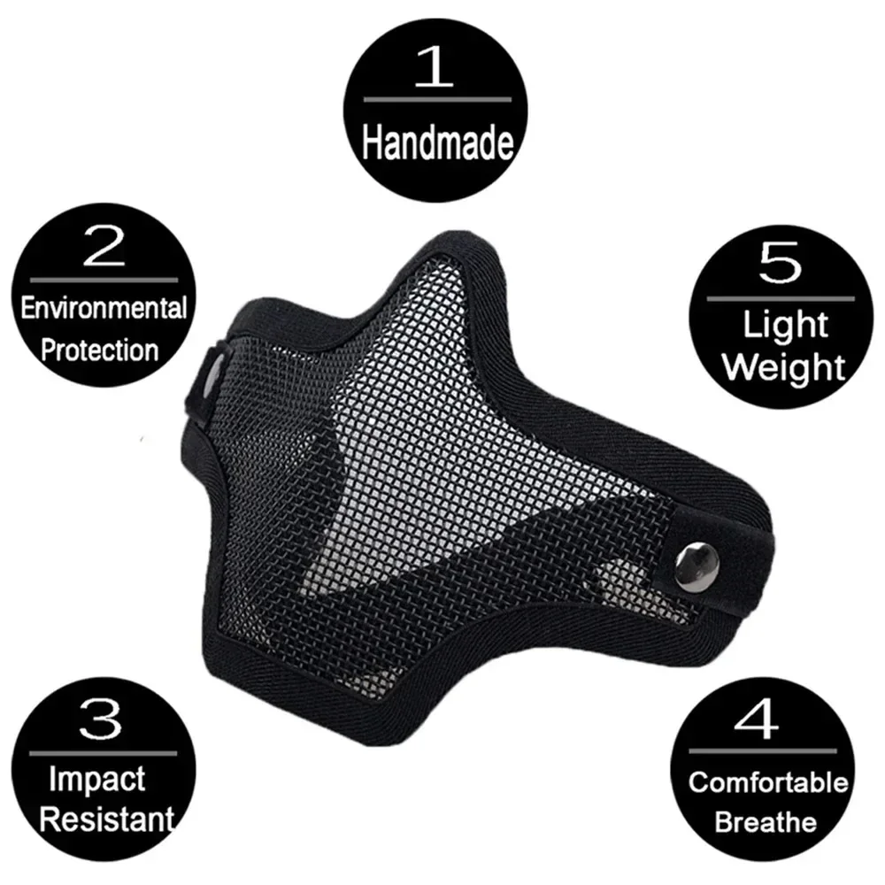 Máscara táctica de malla metálica para airsoft