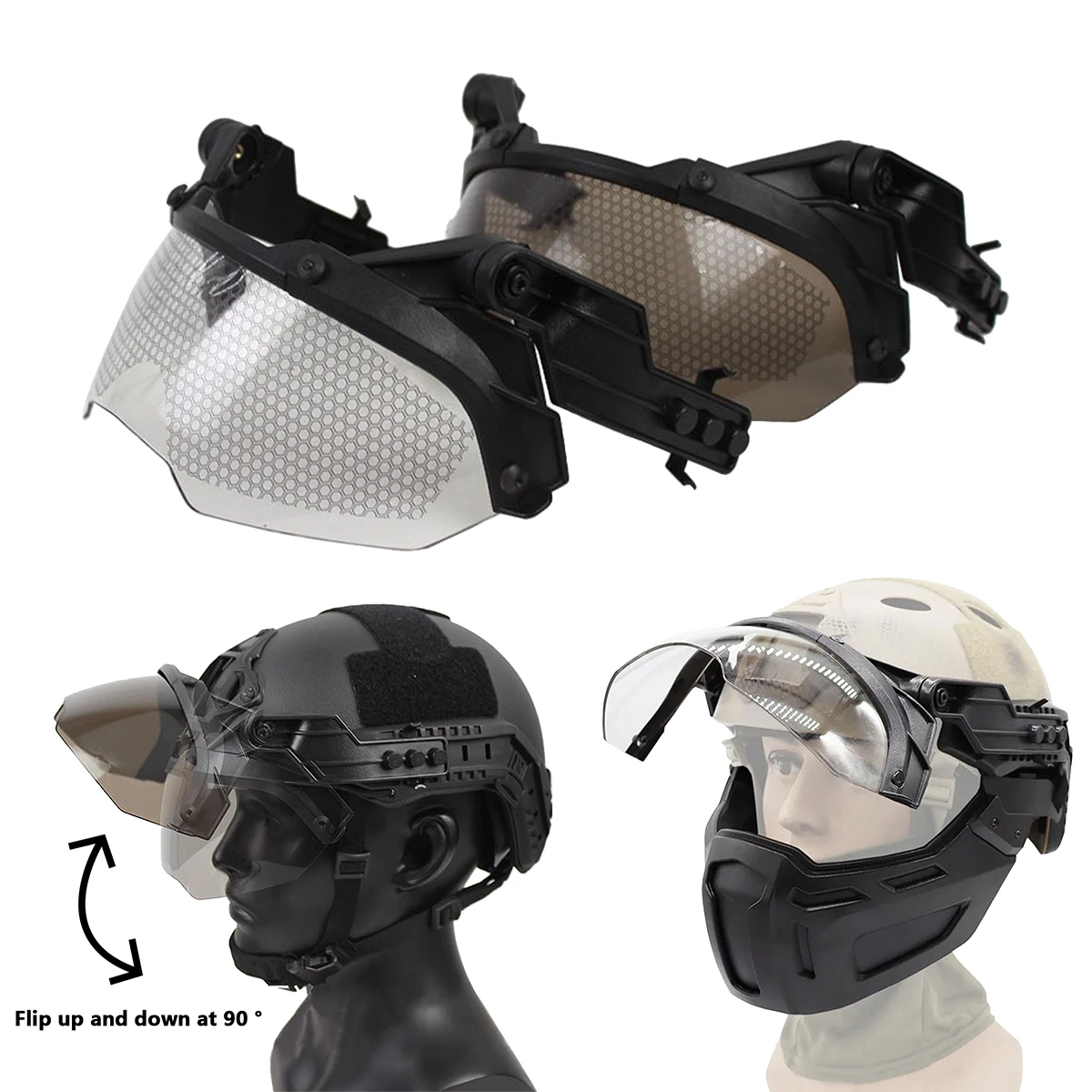 Protección facial y abatimiento para alternar visibilidad