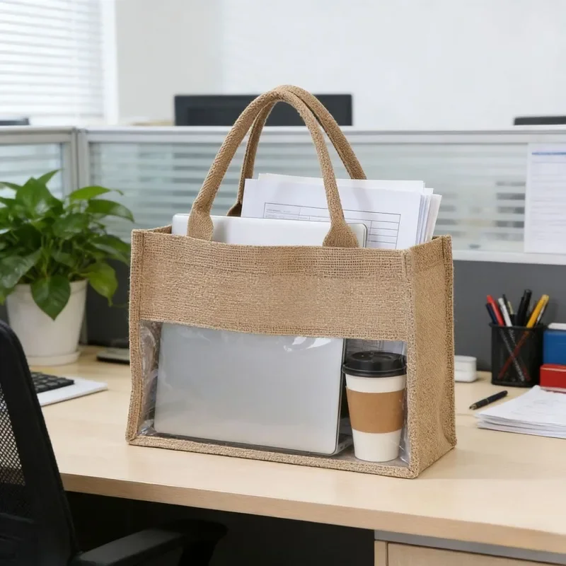 Bolso tote resistente en yute y PVC con interior impermeable - imagen 3