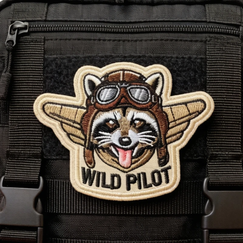 Parche táctico bordado mapache con velcro, insignia para mochila - imagen 4