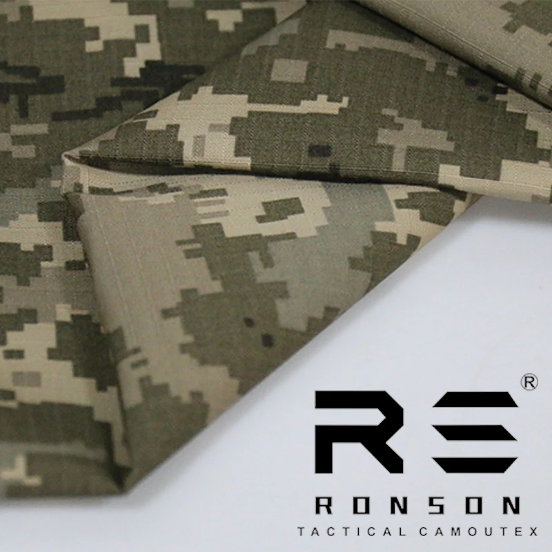 Tela de camuflaje a cuadros en tonos tierra