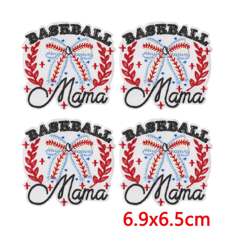 Parche termoadhesivo bordado béisbol con lazo y letras para mamá - imagen 4