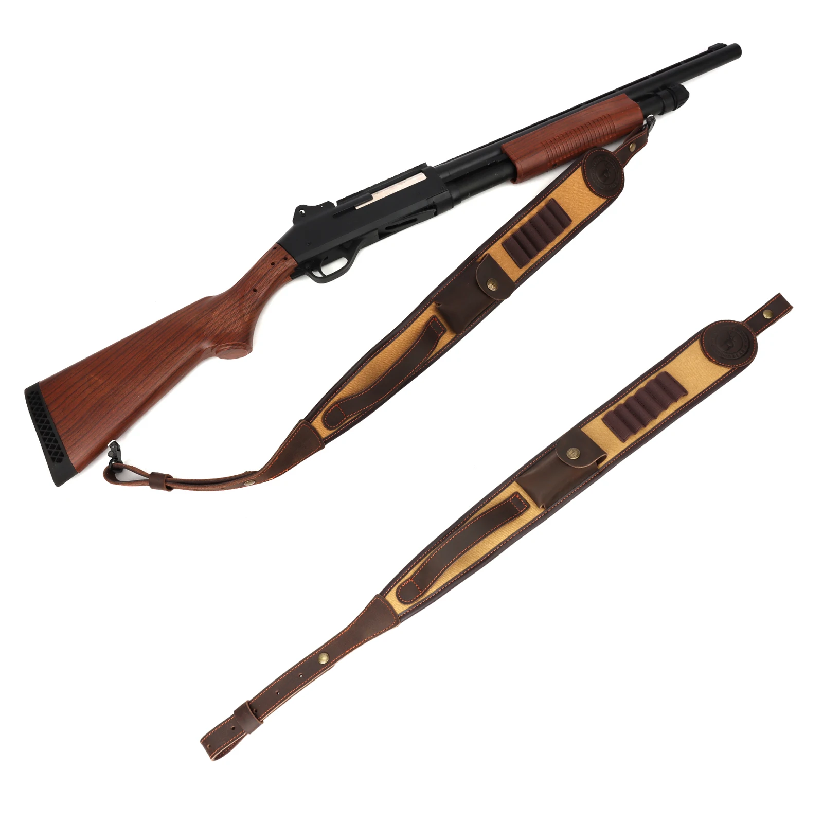 Tourbon correa rifle lona y cuero con soporte munición - imagen 5