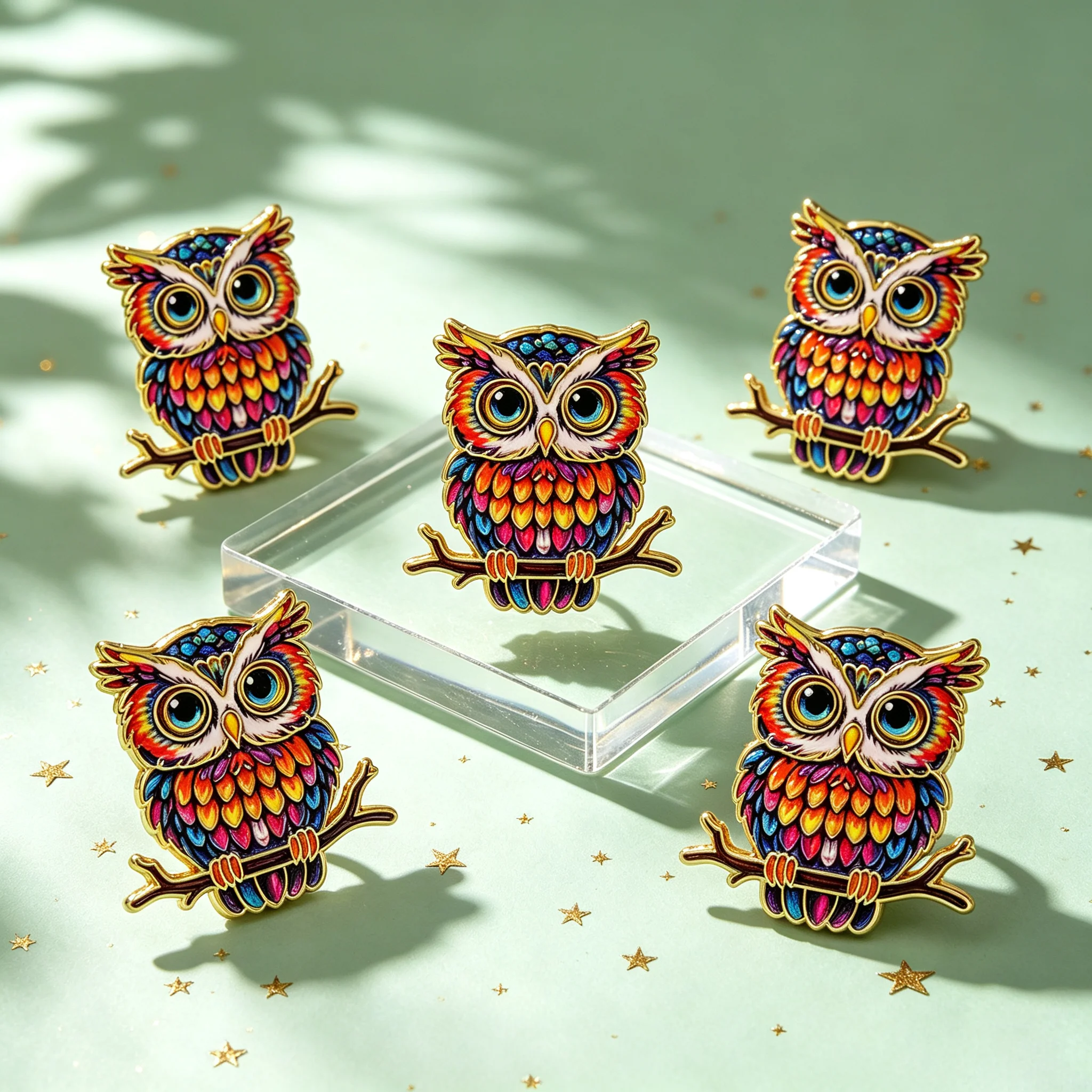 Set 5 pins solapa búho esmaltados – Insignias metálicas bordado dibujos animados