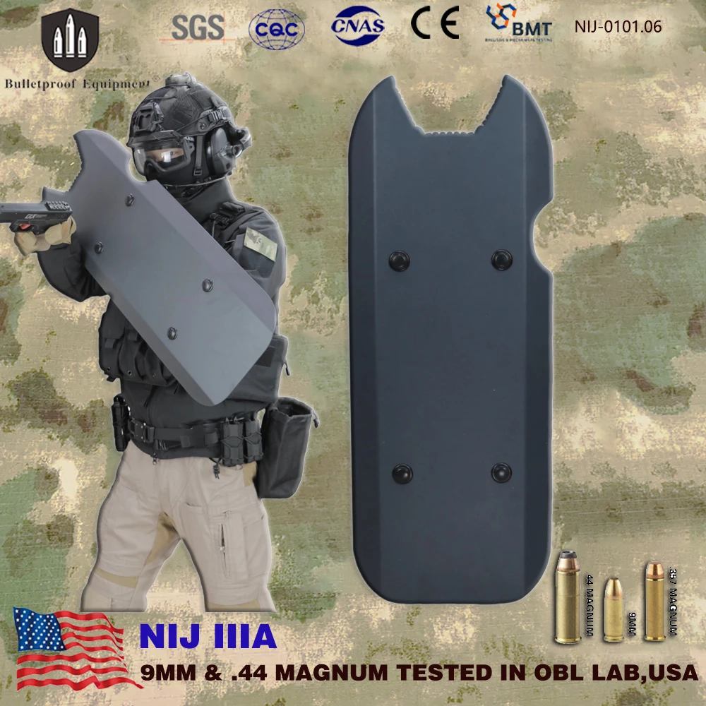 Escudo balístico NIJ IIIA ultraligero certificado ISO, acero blindado