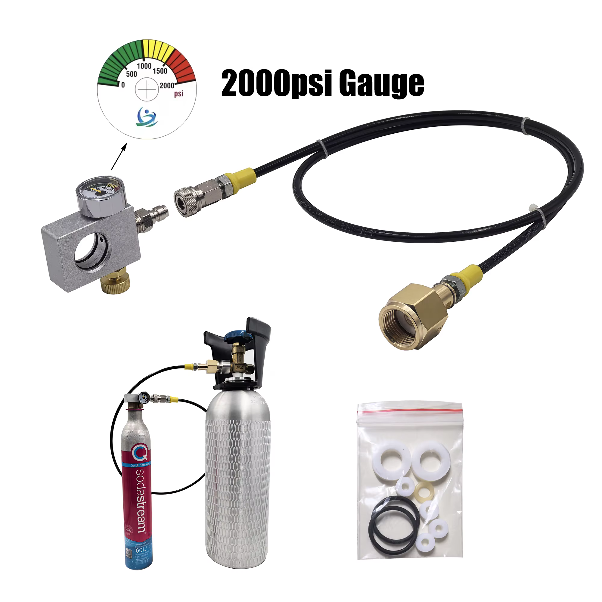 Adaptador llenado cilindro CO2 DUO Terra Gaia con manguera y estación