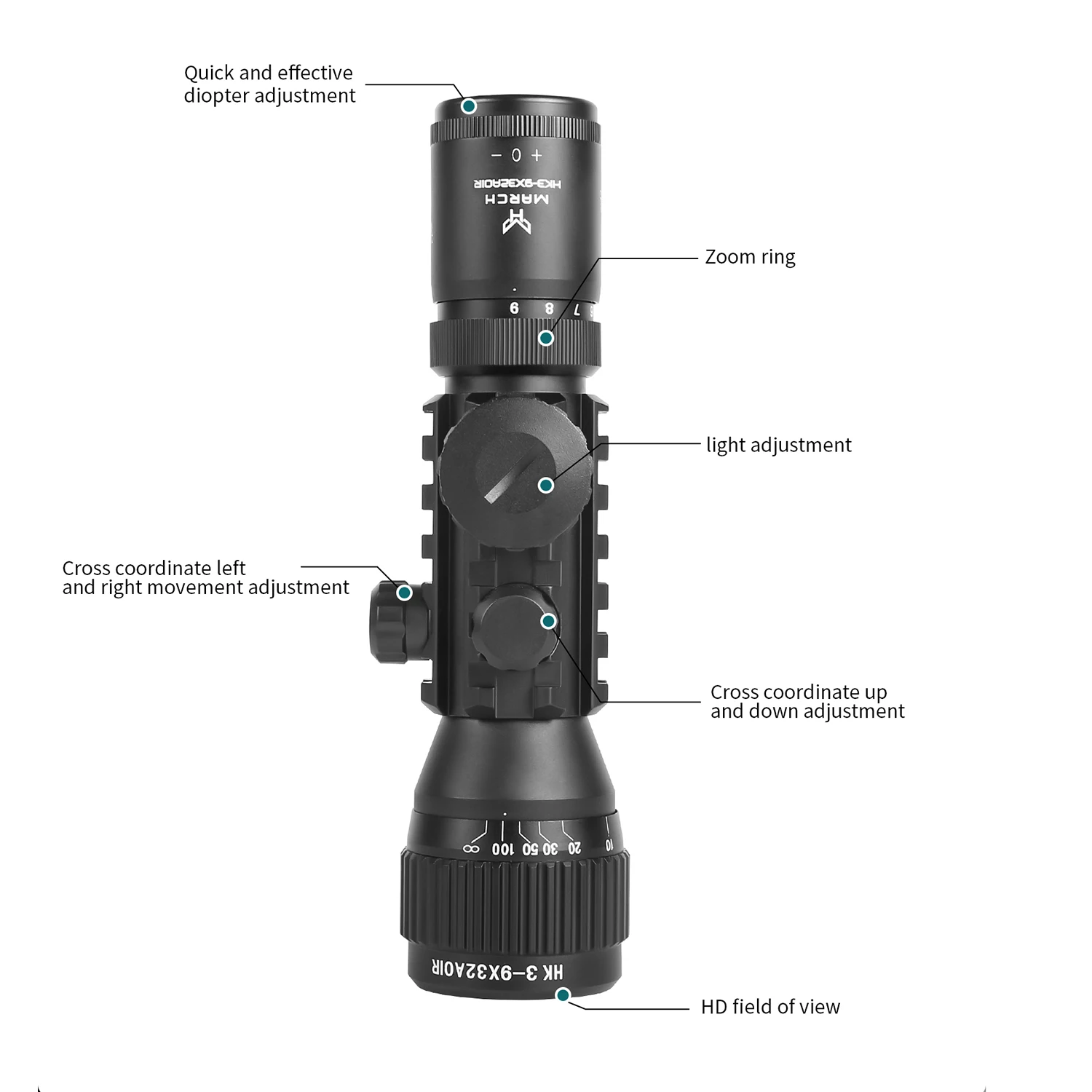 MARCH Mira telescópica AOIR para airsoft, caza y precisión - imagen 4