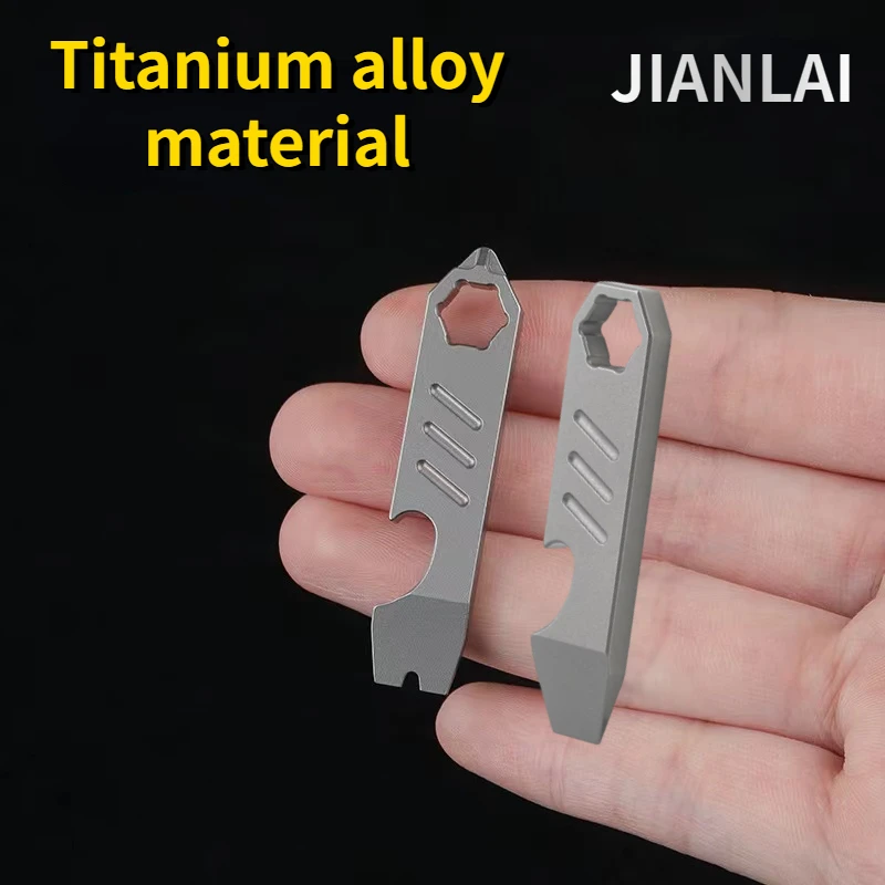 Mini abridor multiusos EDC titanio TC4 – Llave hexagonal con escala - imagen 3