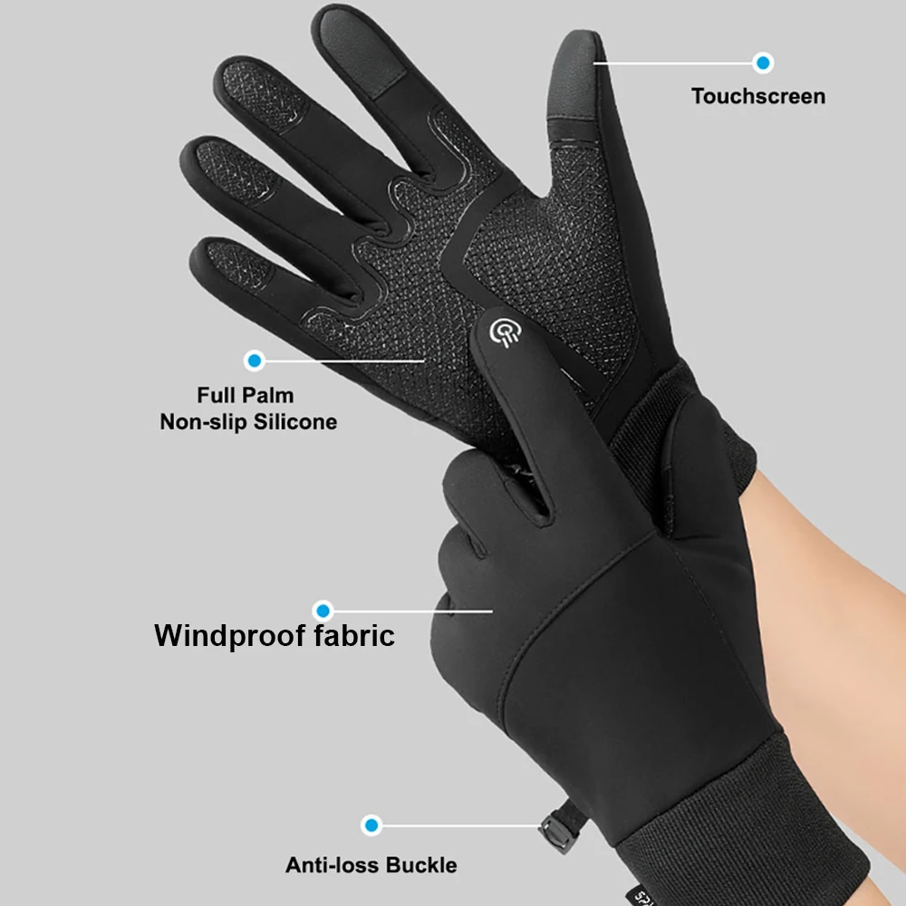 Guantes táctiles de esquí invierno, cortaviento cálidos unisex - imagen 5