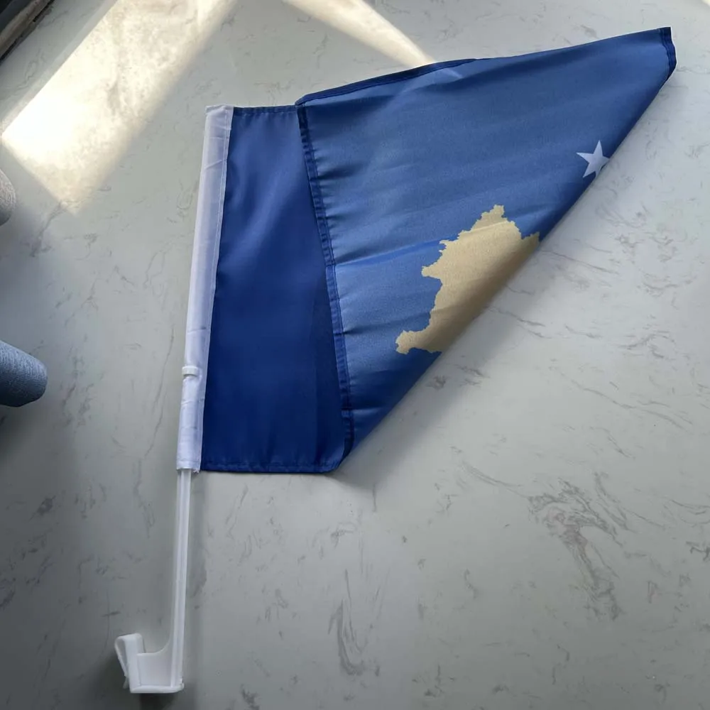 Bandera para coche Kosovo de poliéster para ventana con asta - imagen 4