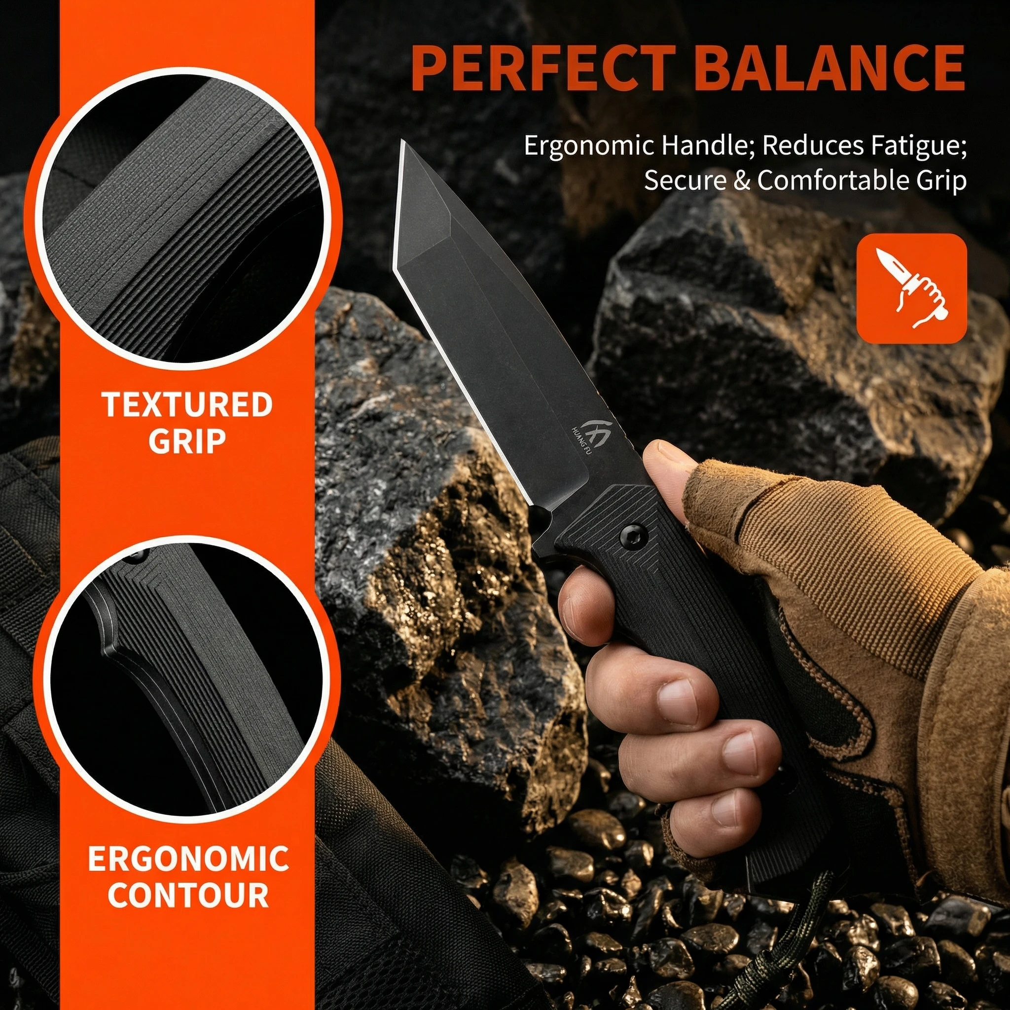 Cuchillo de hoja fija G10 con funda táctica para uso diario exterior
