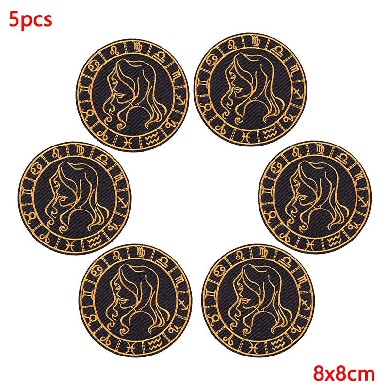 Parches bordados termoadhesivos de doce signos del zodiaco para ropa