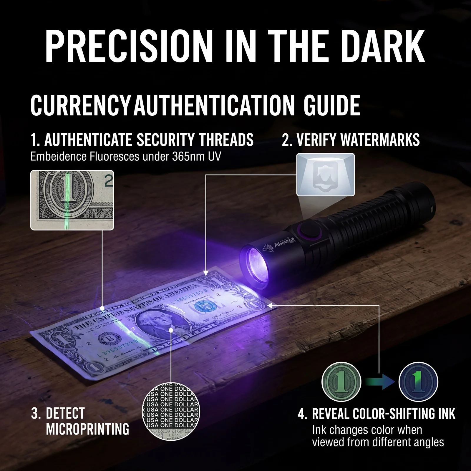 Alonefire linterna UV luz negra recargable USB para detectar manchas - imagen 4