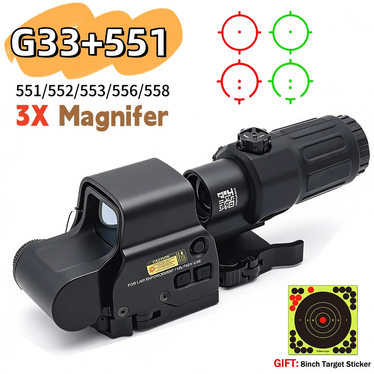 Mira holográfica G33 con punto rojo y lupa 3x plegable QD - imagen 3