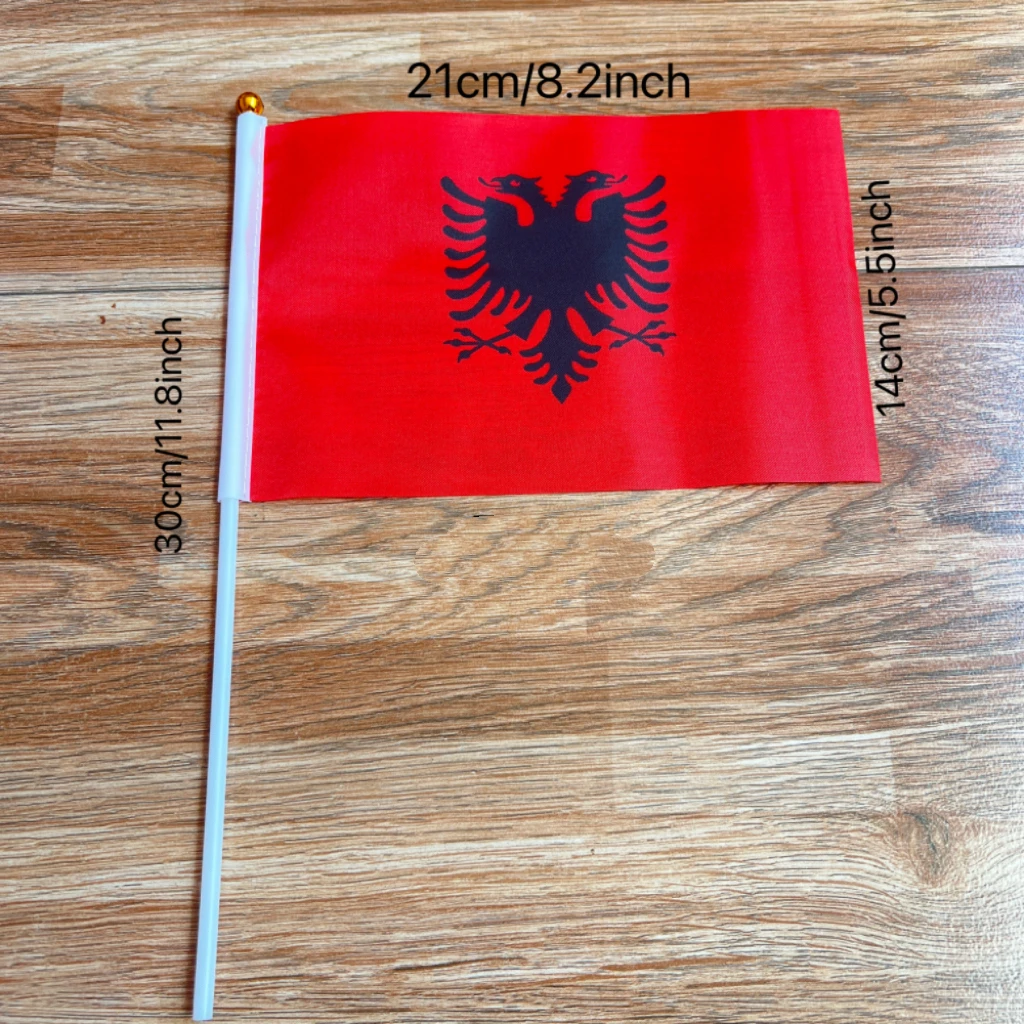 Bandera Albania ondeante manual 21x14cm – Decoración - imagen 3