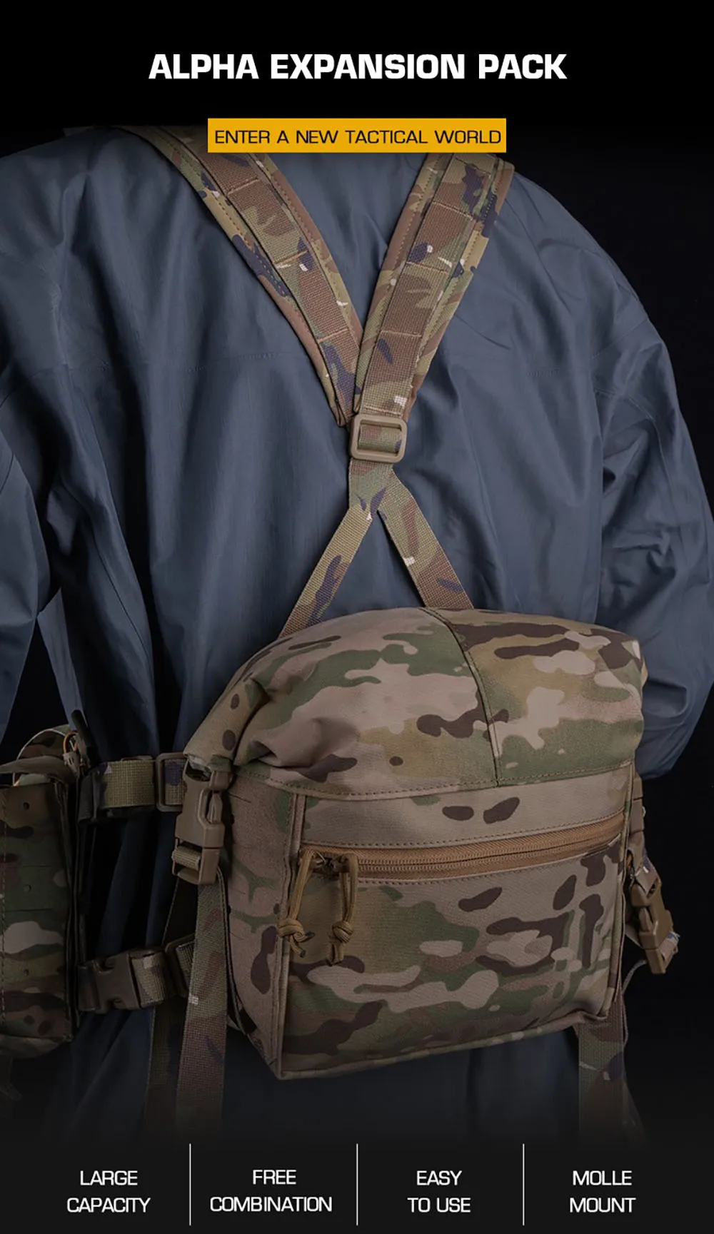Bolsa enrollable MOLLE en uso