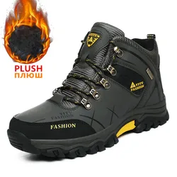 Botas de invierno impermeables de senderismo de cuero para hombre