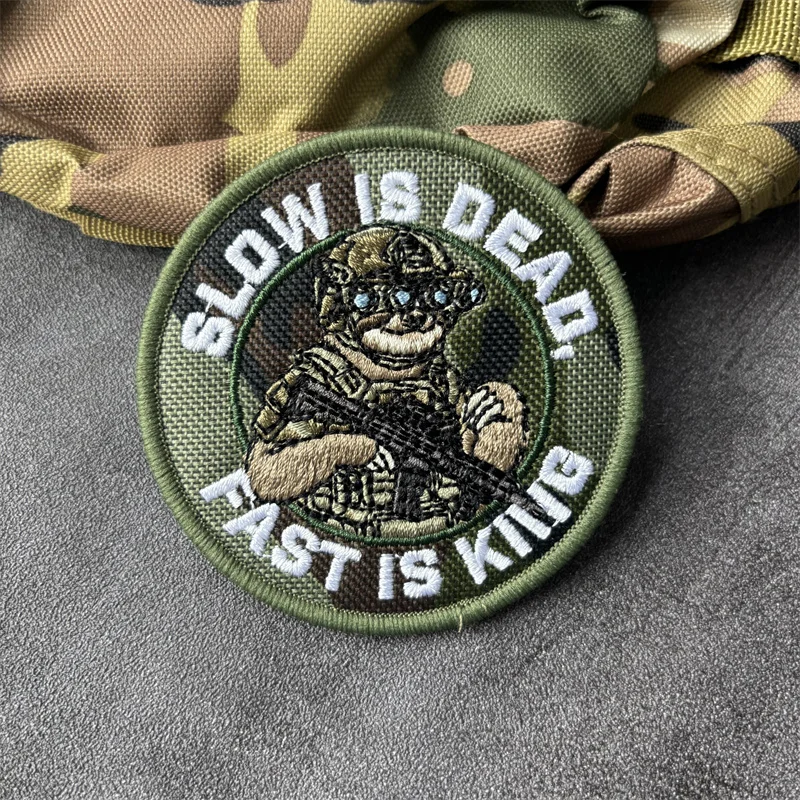 Parche táctico bordado frase SLOW IS DEAD FAST IS KING velcro - imagen 5