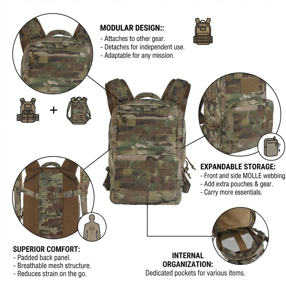 OPHIDIAN Chaleco táctico modular para Airsoft y combate, MOLLE - imagen 4