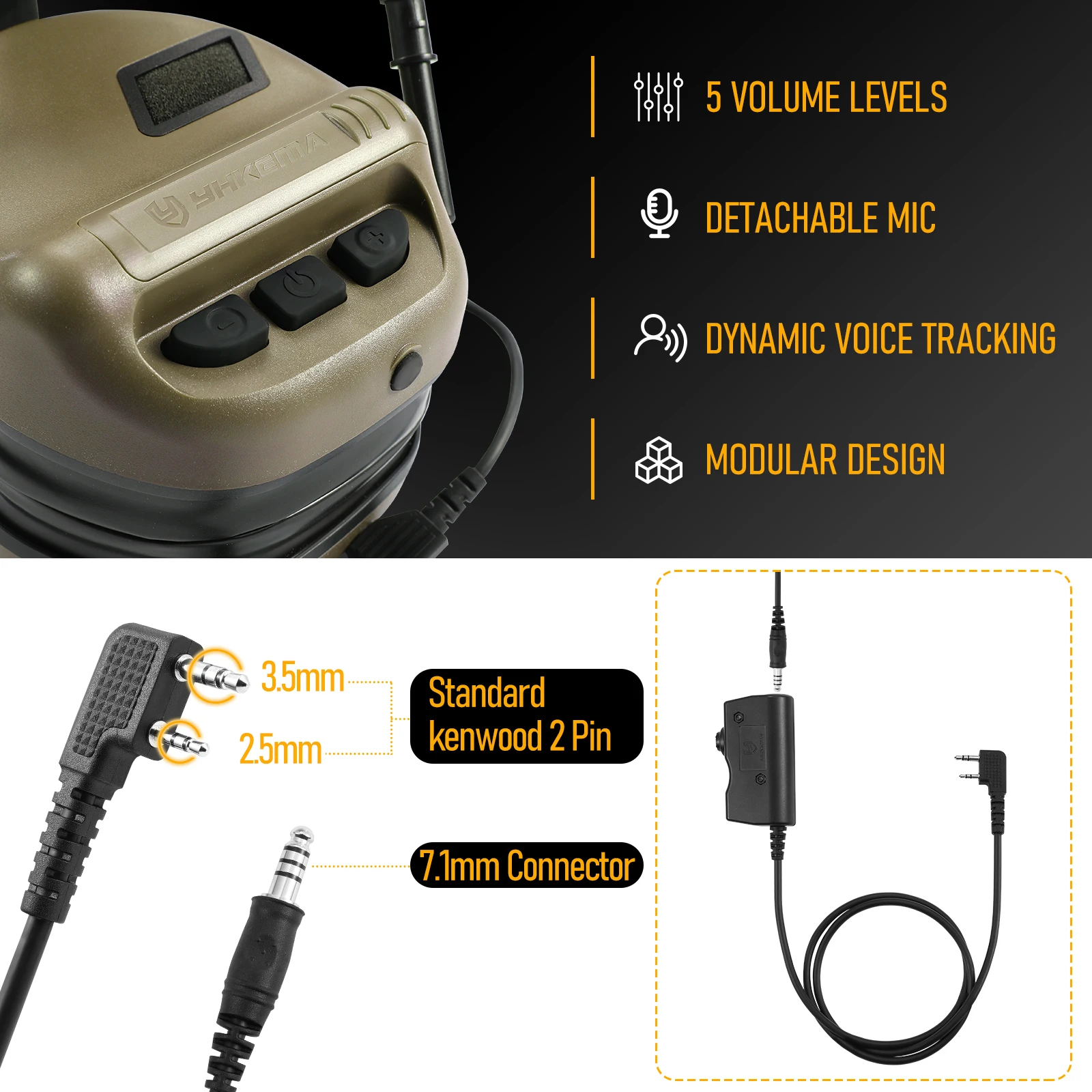 Auriculares tácticos E80 con protección auditiva Kenwood PTT - imagen 5