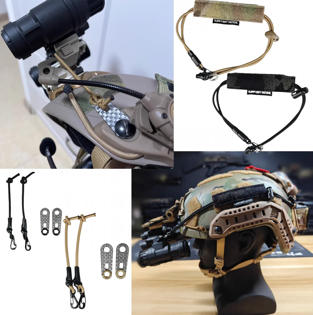 Casco NVG táctico con cable fijo elástico anticaída antipérdida - imagen 2