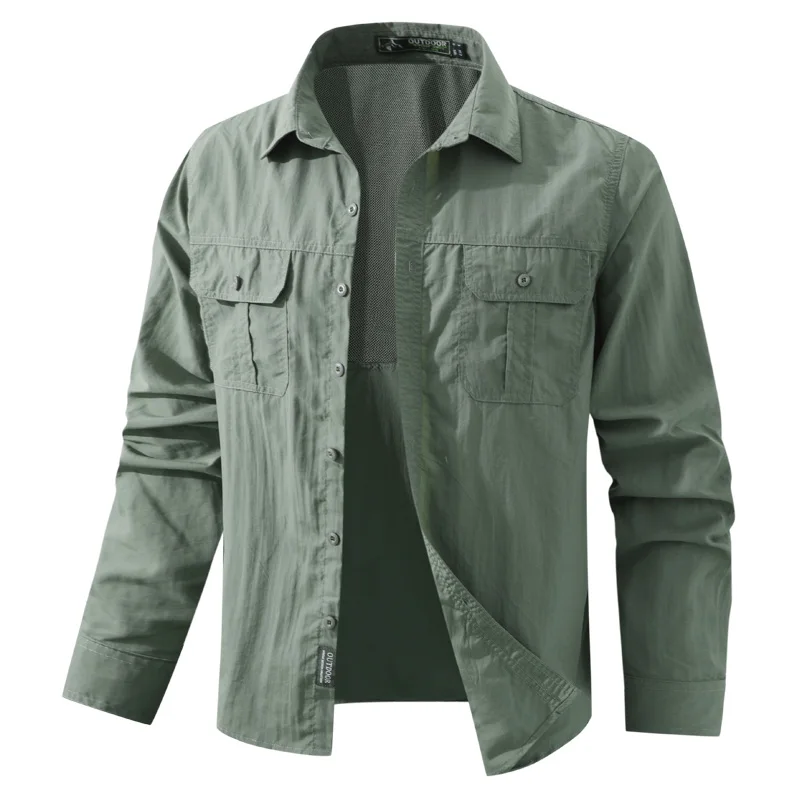 Camisa táctica de pesca UPF 50+ manga larga transpirable para hombre