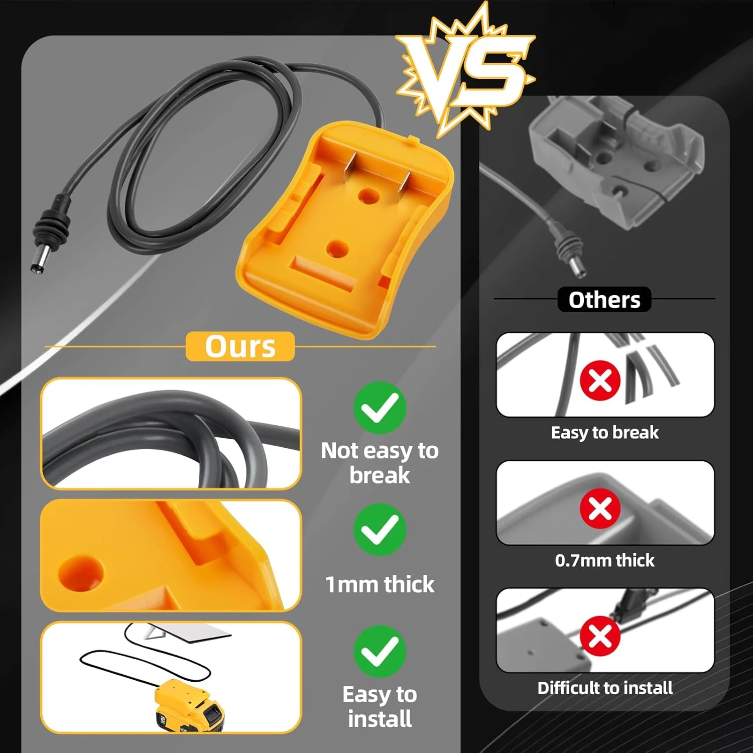 Cable adaptador DC 2,1 mm para baterías de herramientas de 18 V