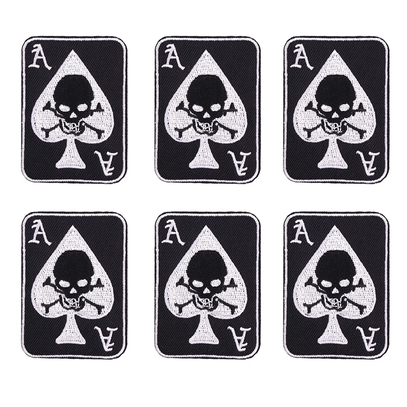 Parche bordado termoadhesivo de calavera en llamas para ropa - imagen 3