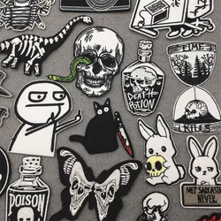 Parche termoadhesivo punk blanco y negro para ropa táctica militar