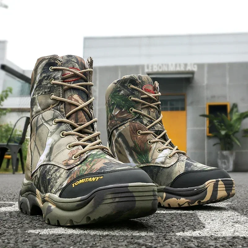 Botas tácticas camuflaje desierto de corte alto para hombre