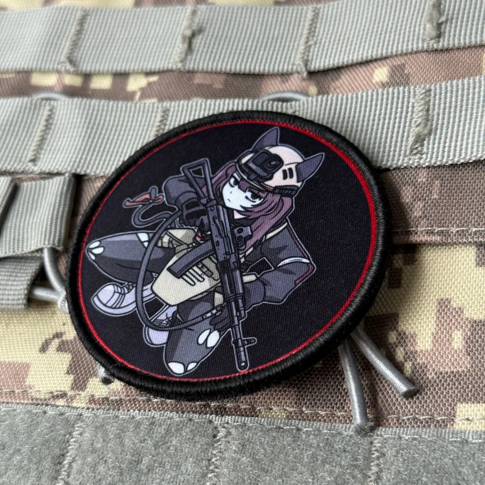 Parche táctico soldado neko con casco – Insignia de moral ganchos - imagen 4