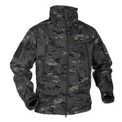 Chaqueta táctica softshell impermeable cortavientos forro lana hombre