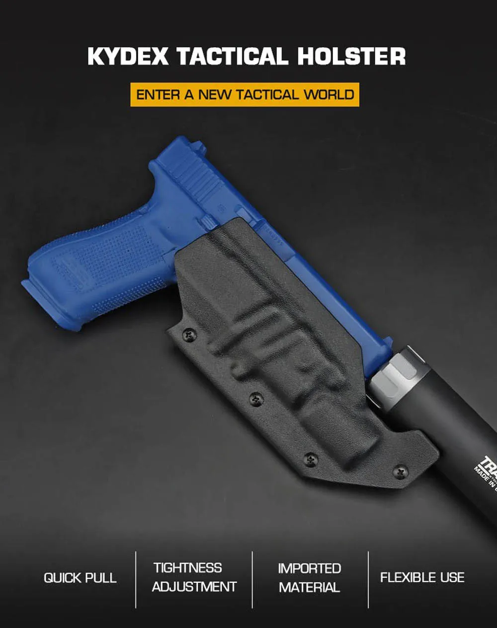 Funda táctica KYDEX con compatibilidad Glock y linterna X300U-A