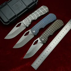 LEMIFSHE Cuchillo plegable EDC de titanio con rodamientos cerámicos