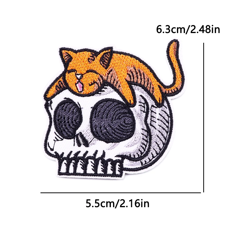 Parches termoadhesivos calaveras de gato blanco y negro para ropa - imagen 4