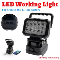 Luz LED trabajo 15W 1600LM para Makita 18V LXT – Batería Power Bank plegable