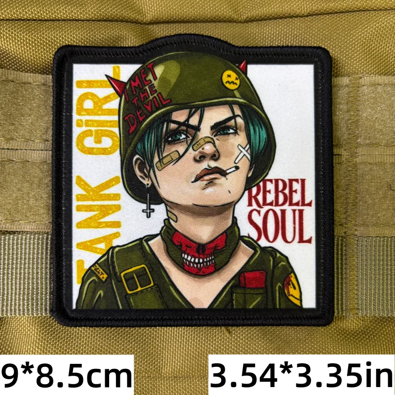 Parche táctico Tank Girl Rebel Soul con velcro, moral impresa