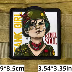 Parche táctico Tank Girl Rebel Soul con velcro, moral impresa