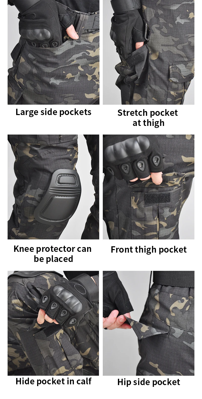 Uniforme táctico ripstop camuflaje con coderas y rodilleras - imagen 3