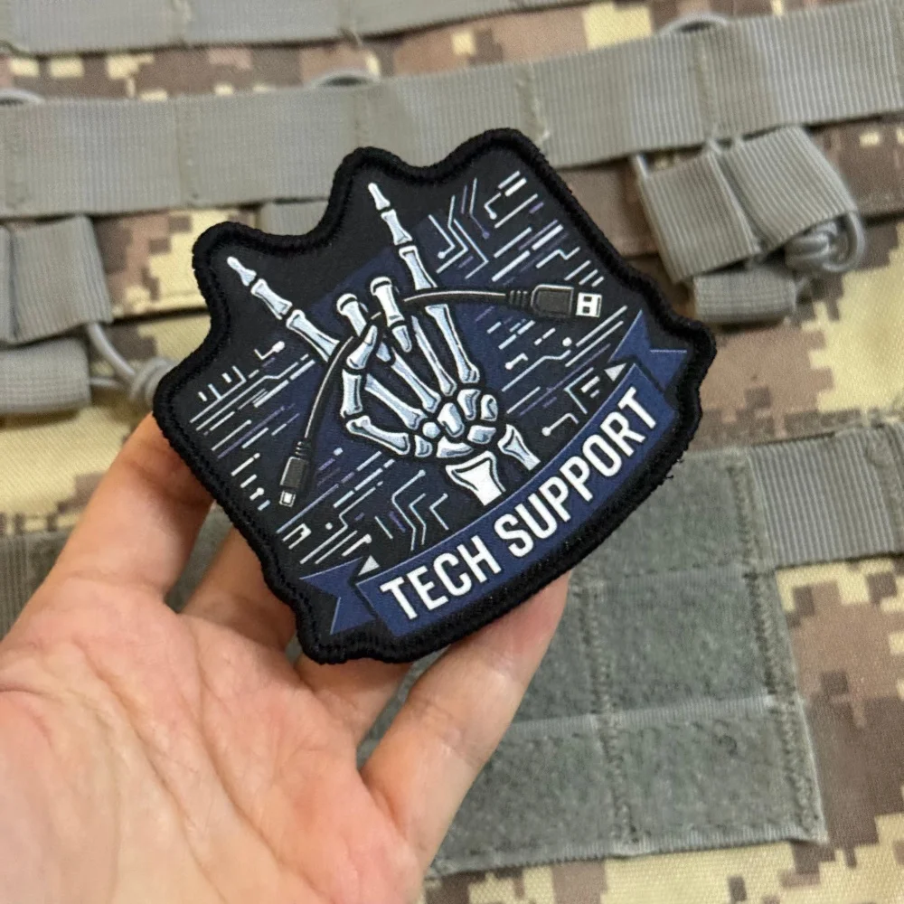 Parche táctico TI esqueleto geek con velcro para mochila rockero - imagen 4